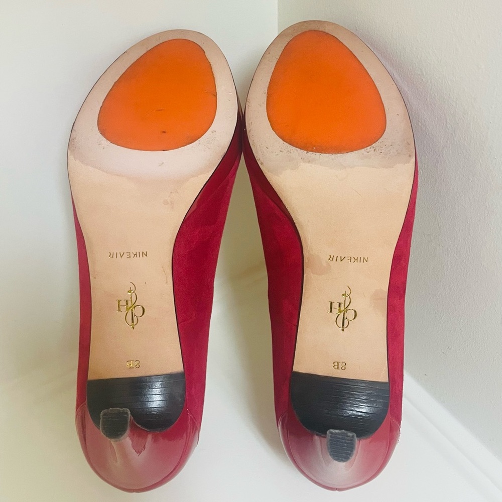 Cole Haan, Red Suede, Open Toe Heels, Nike Air Size 8 - Picture 7 of 7